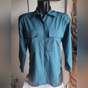 Petites by Hiroko Forest Green Vintage Long Sleeve Blouse